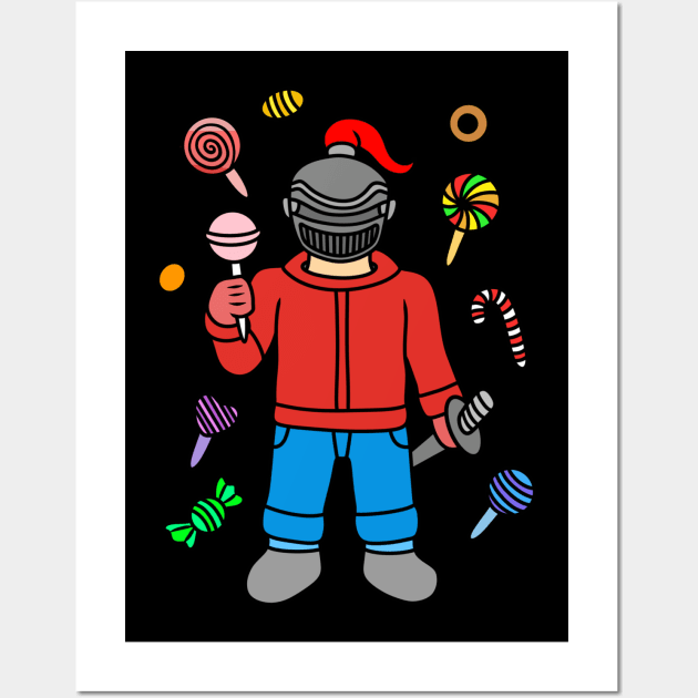 Cute cartoon knight love candies Wall Art by Andrew Hau